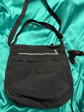 Kipling Black Nylon Crossbody Bag with Monkey Charm